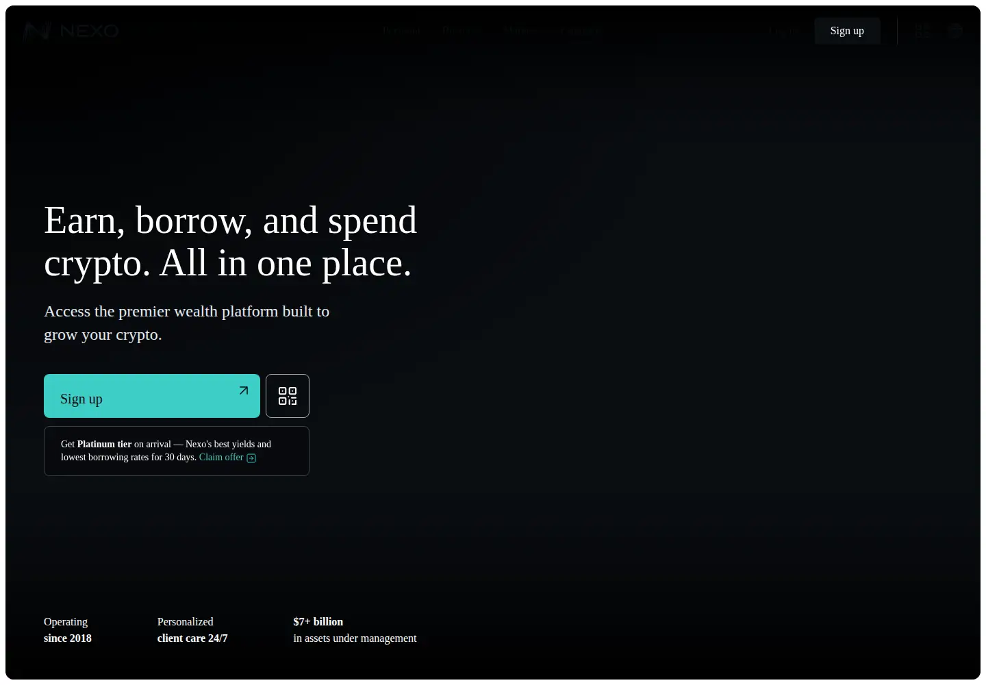 Screenshot of nexo.com