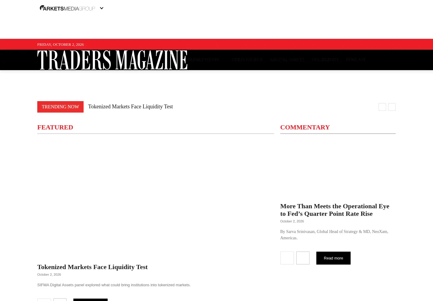 Screenshot of tradersmagazine.com