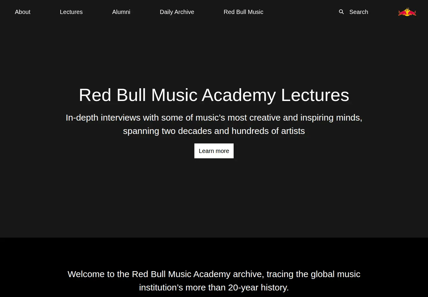 Screenshot of redbullmusicacademy.com