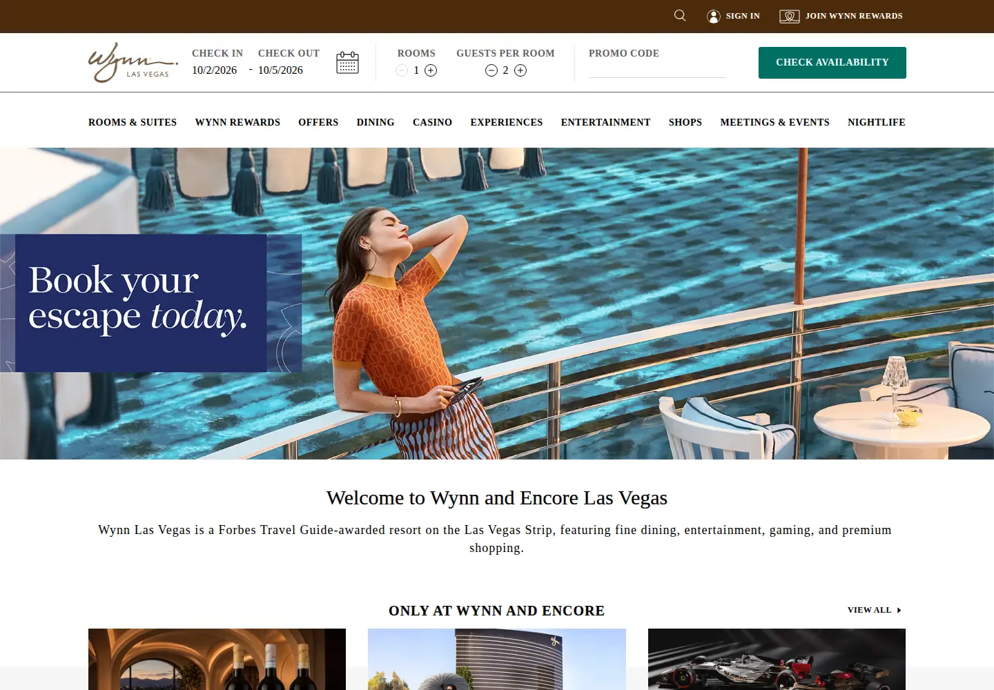 Screenshot of wynnlasvegas.com