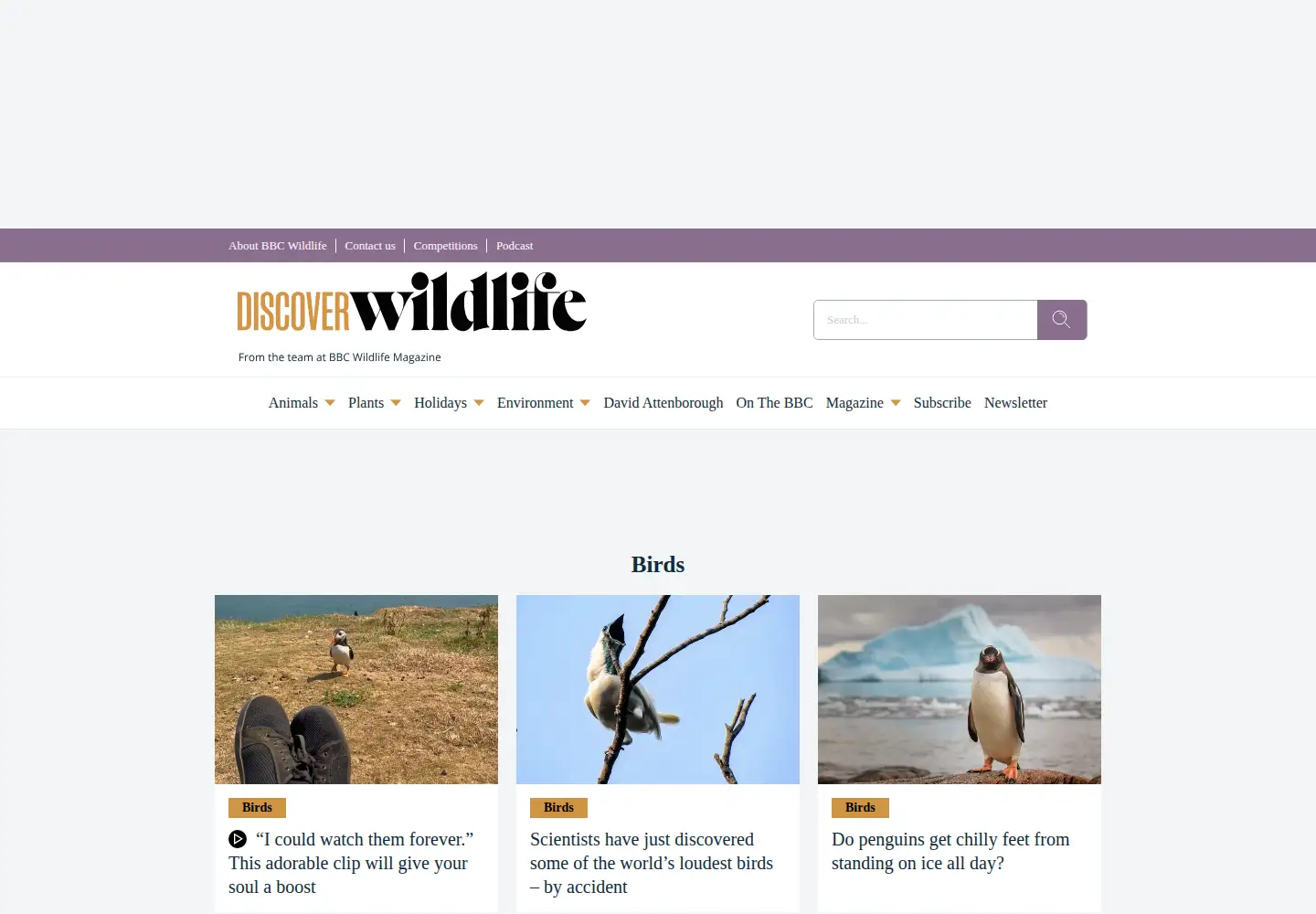 Screenshot of discoverwildlife.com