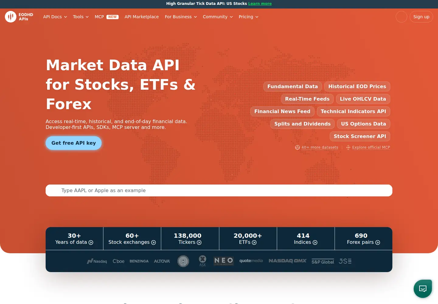 Screenshot of eodhd.com