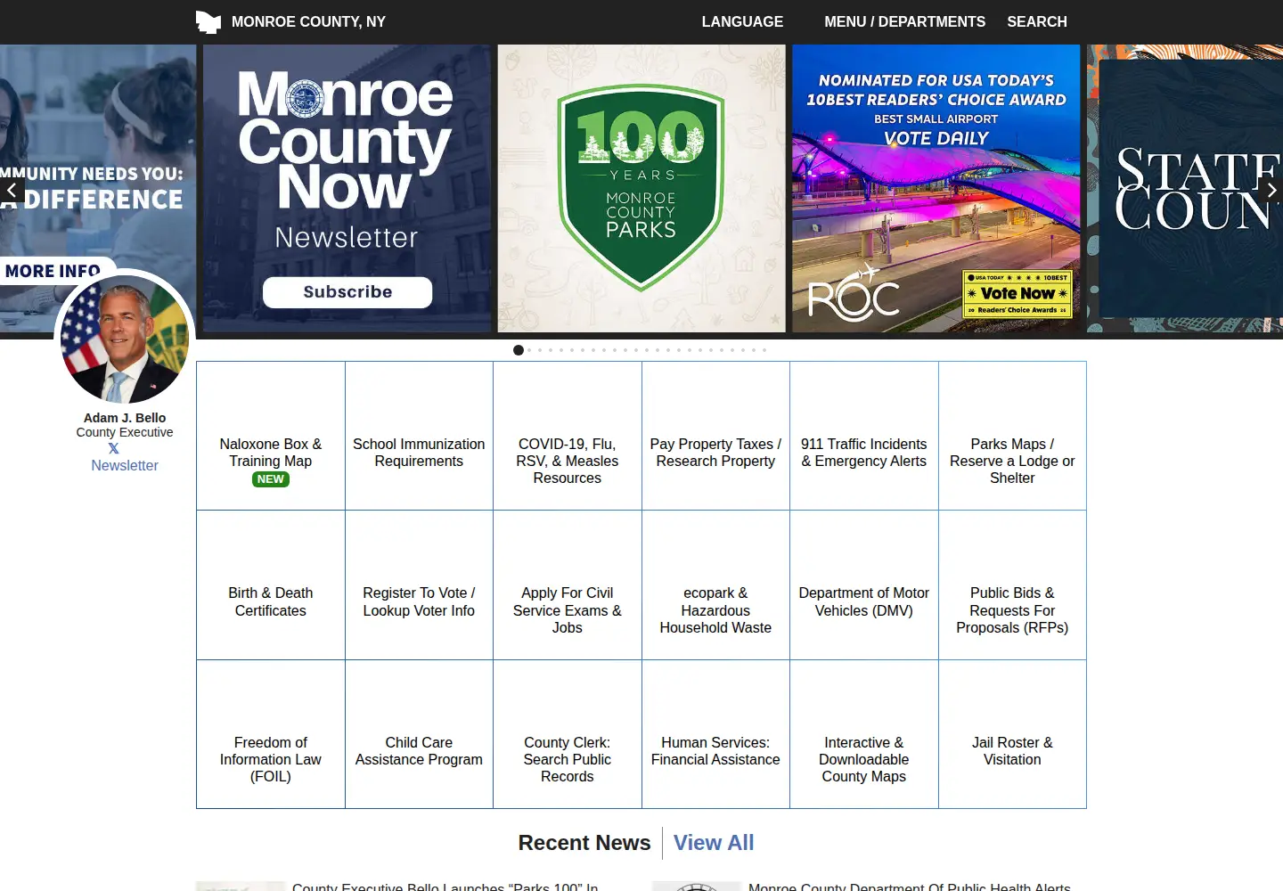 Screenshot of monroecounty.gov