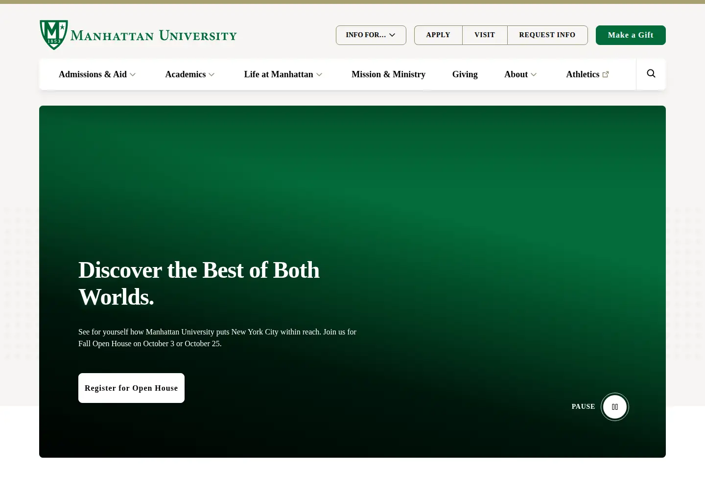 Screenshot of manhattan.edu