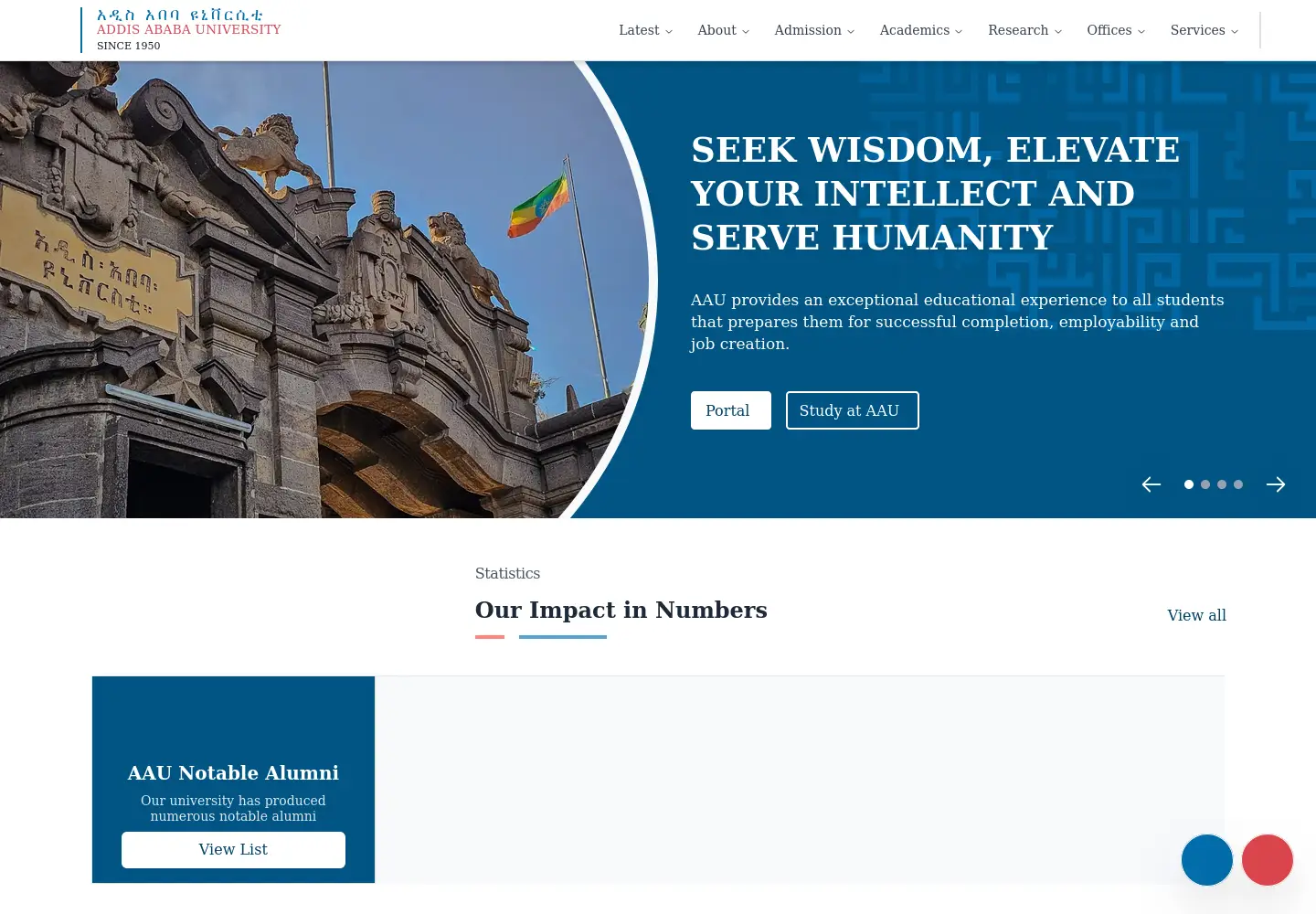 Screenshot of aau.edu.et