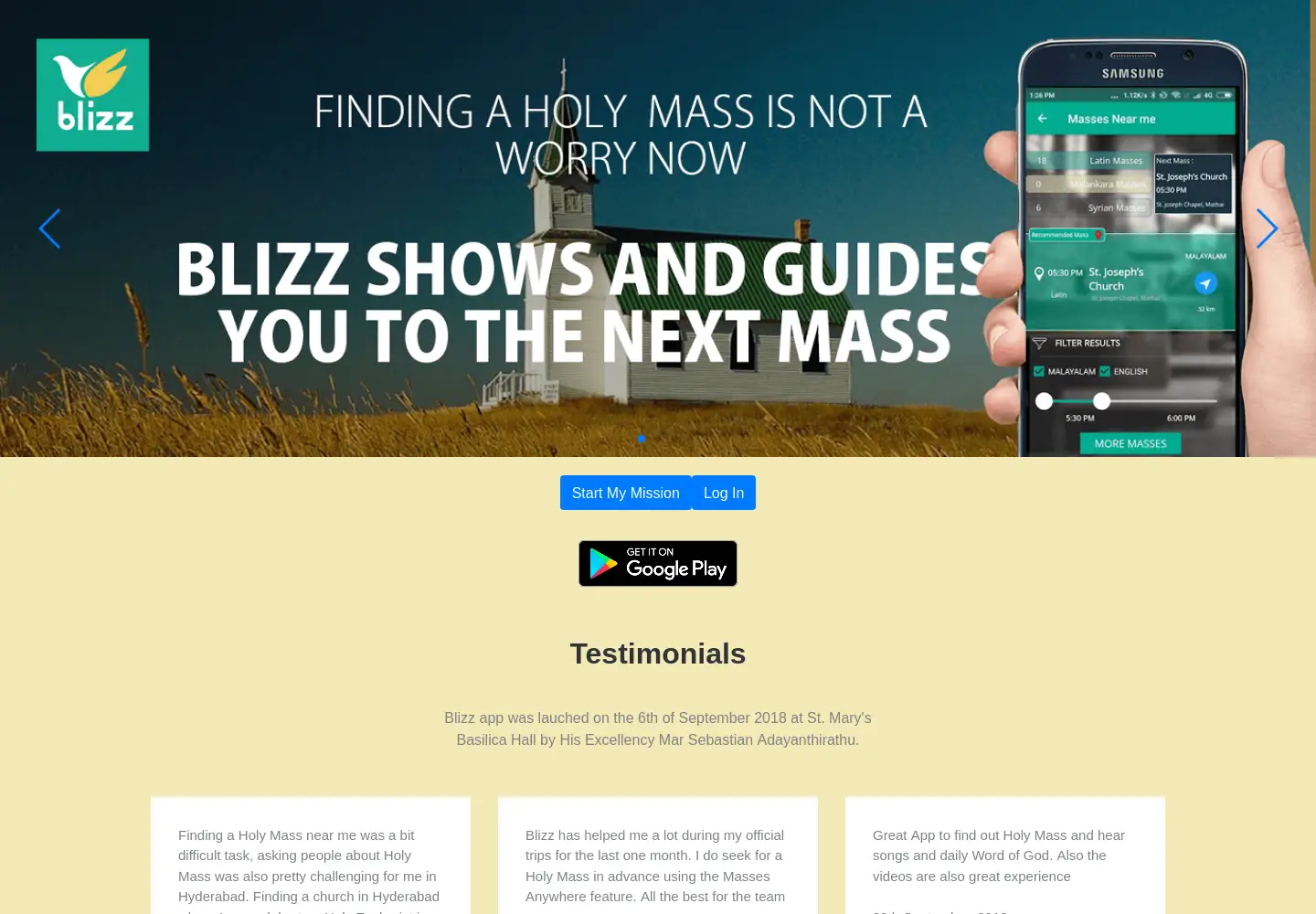 Captured homepage of blizz.app in the current scan