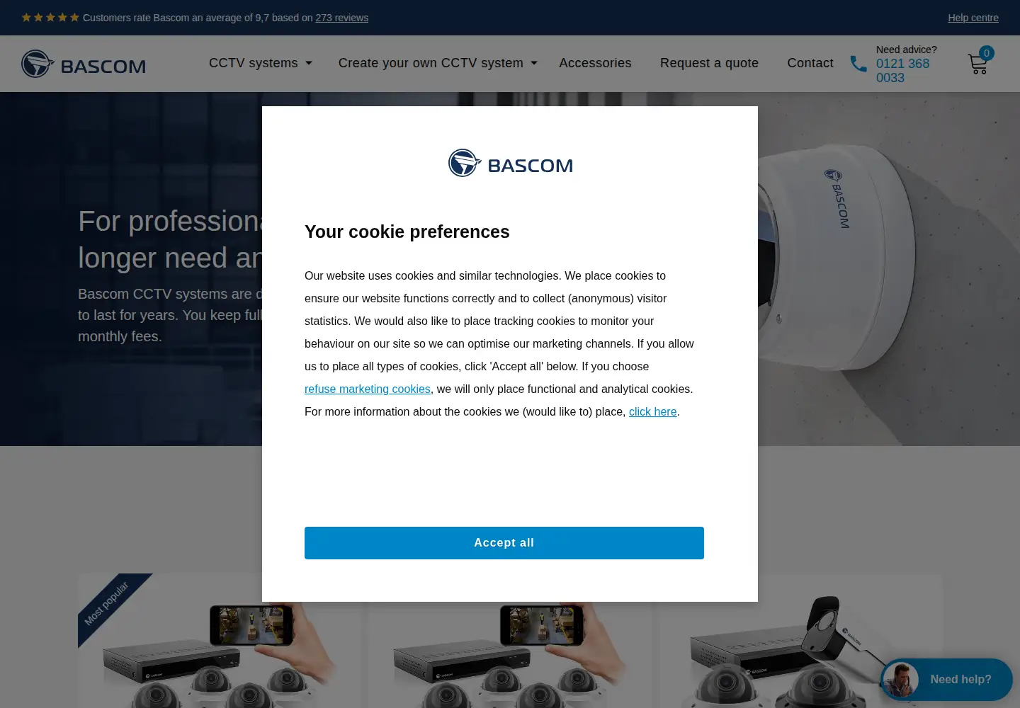 Screenshot of bascom-cameras.com