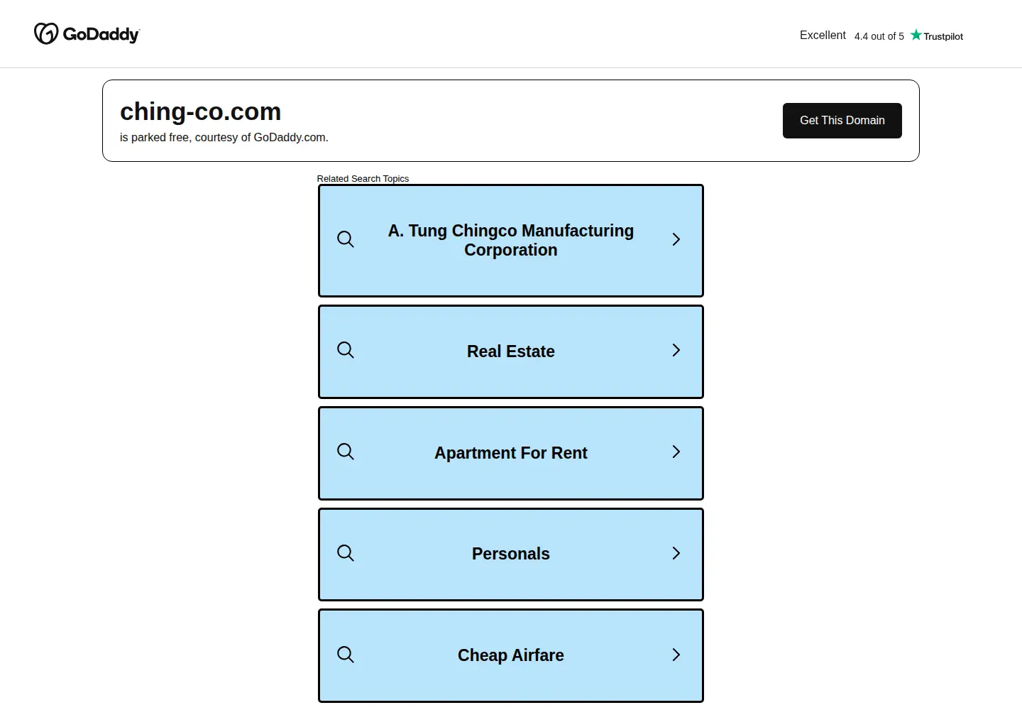 Captured homepage of ching-co.com in the current scan