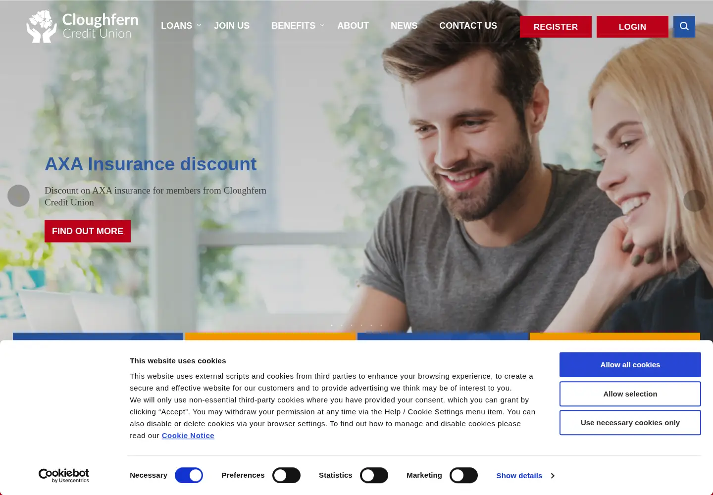 Captured homepage of cloughferncreditunion.com in the current scan