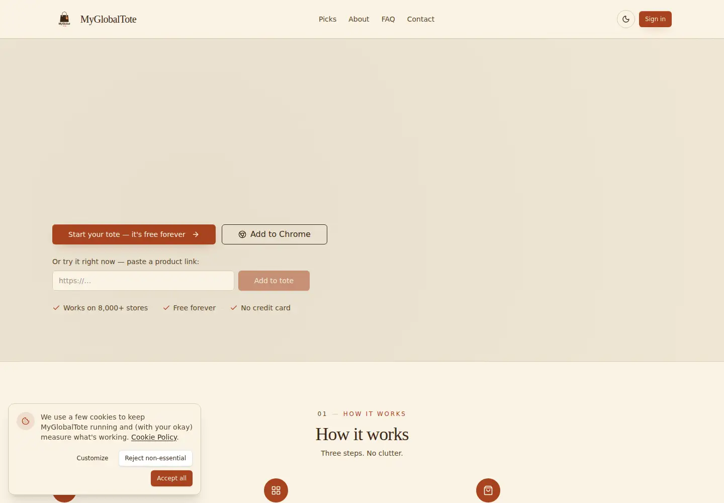Screenshot of myglobaltote.com