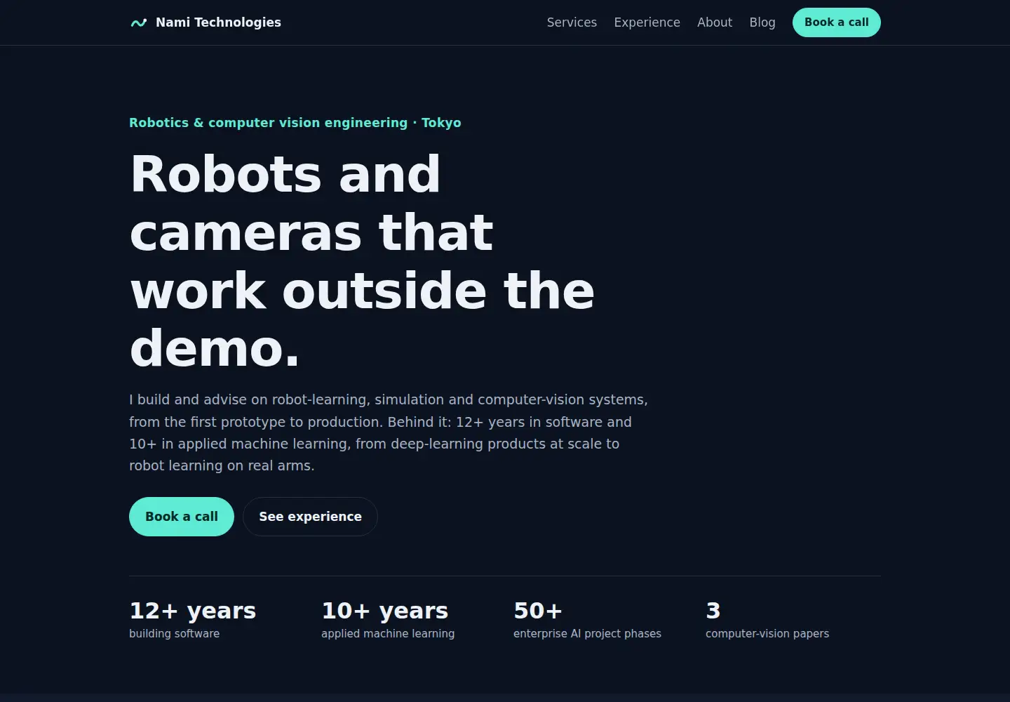 Captured homepage of namitechnologies.com in the current scan
