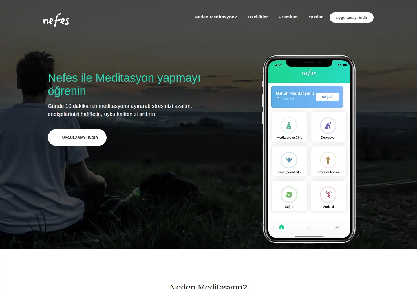 Screenshot of nefesmeditasyon.com