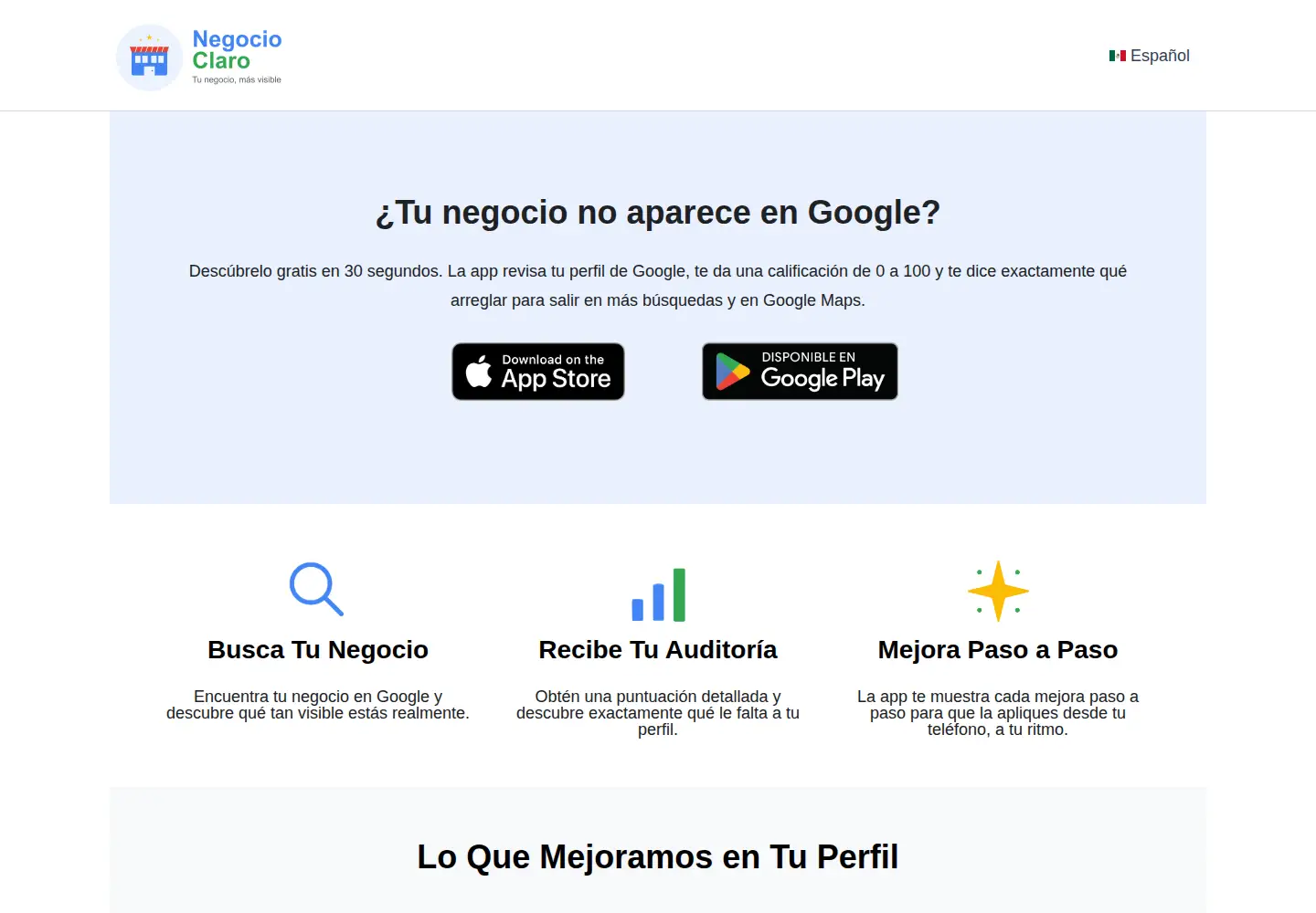 Screenshot of negocioclaro.com