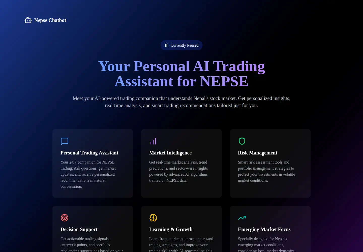 Captured homepage of nepsechatbot.com in the current scan
