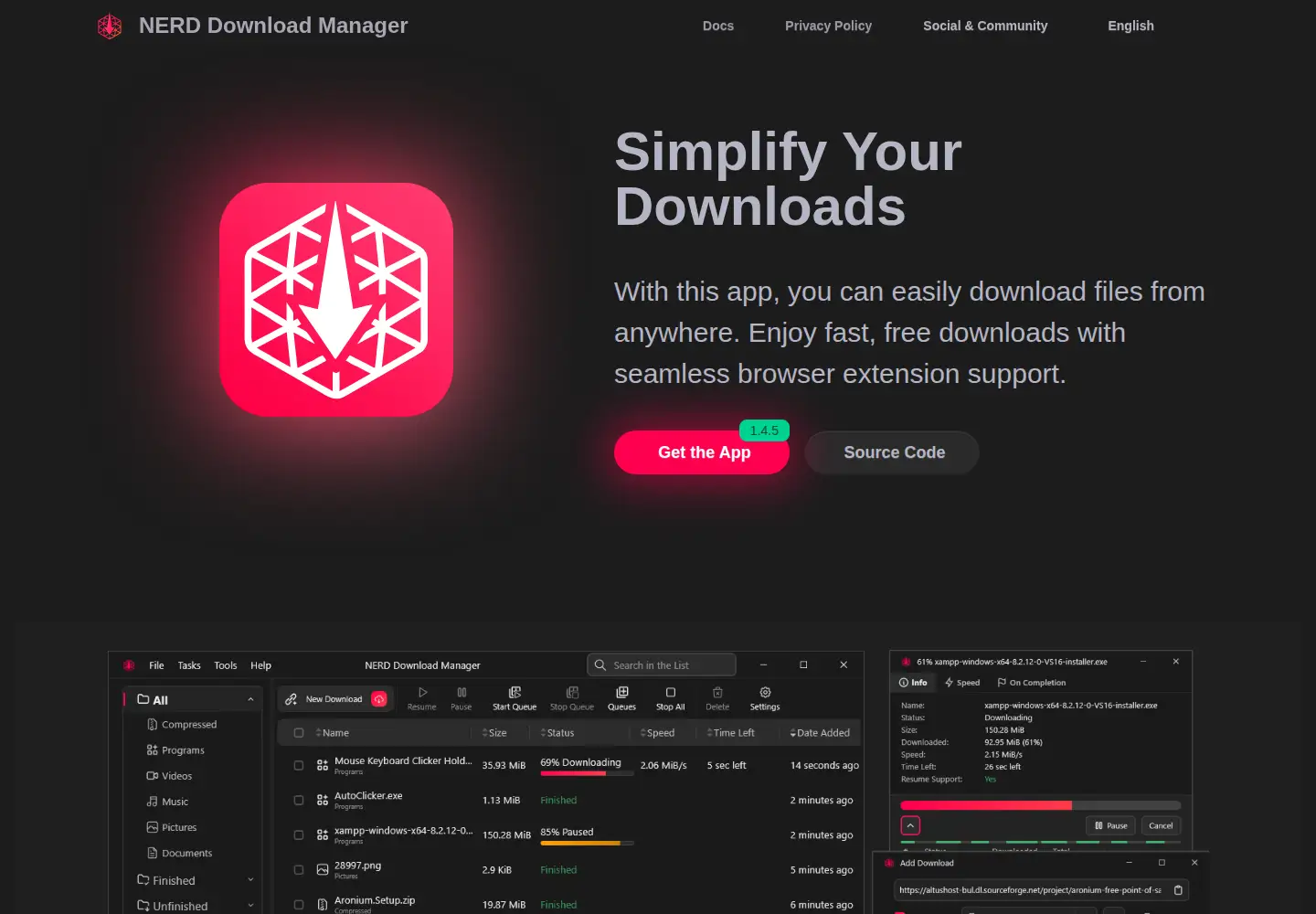 Screenshot of nerddownloadmanager.com
