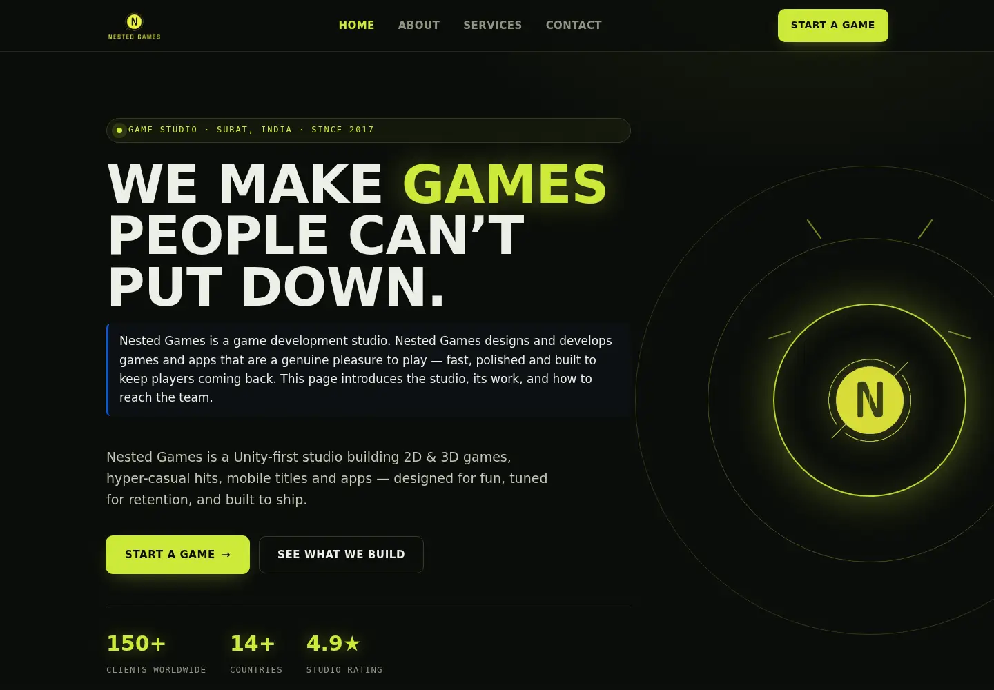 Captured homepage of nestedgames.com in the current scan