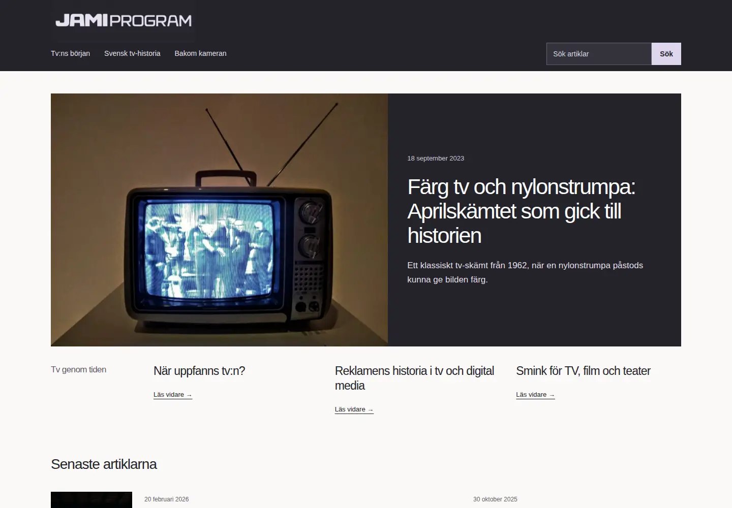 Captured homepage of jamiprogram.se in the current scan