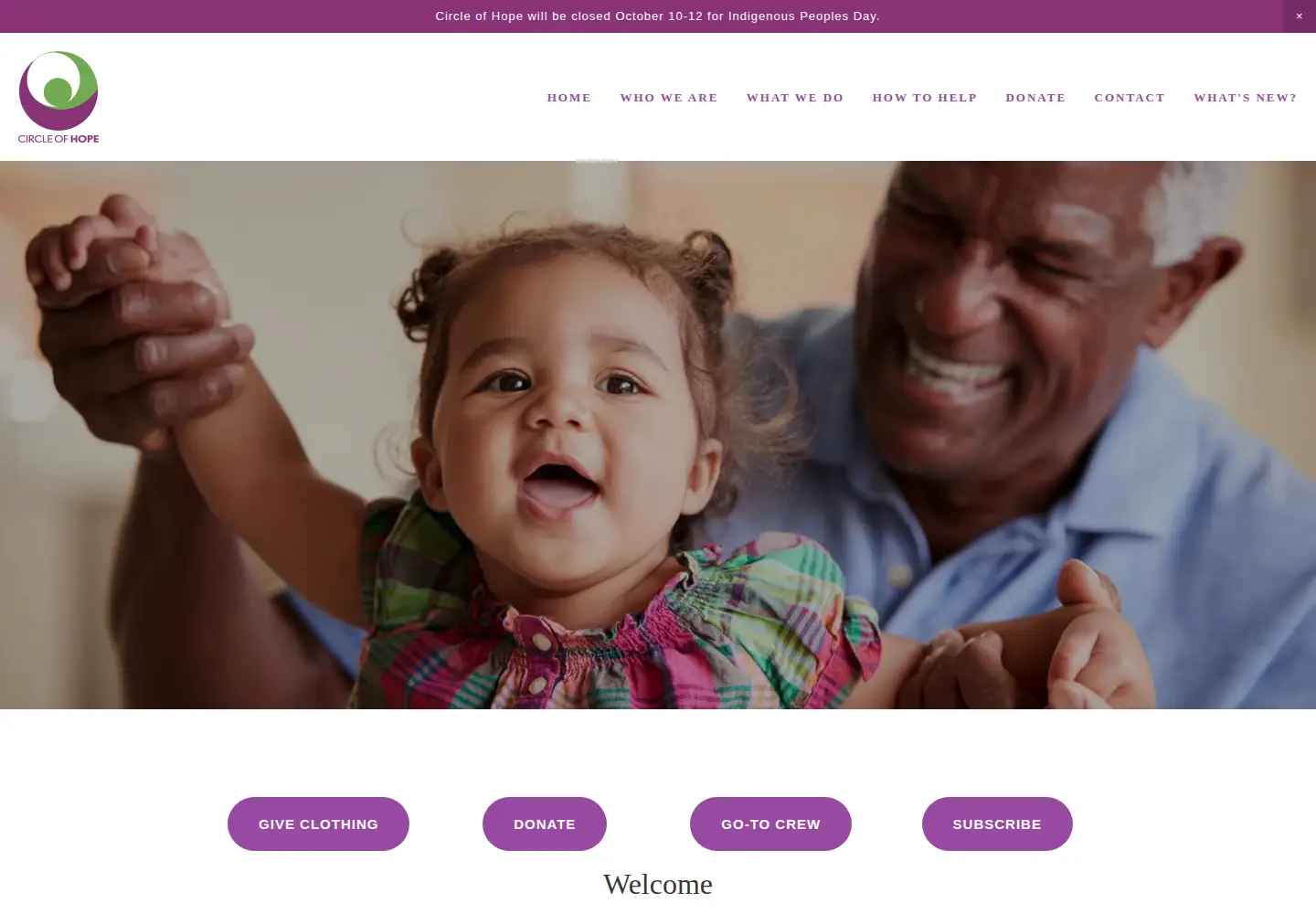 Captured homepage of circleofhopeonline.org in the current scan