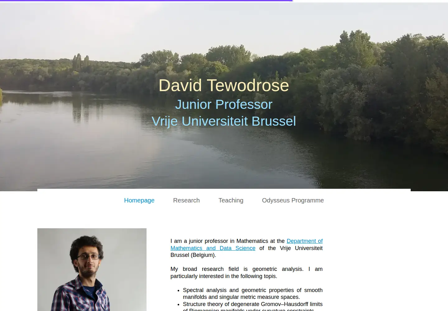 Captured homepage of davidtewodrose.com in the current scan