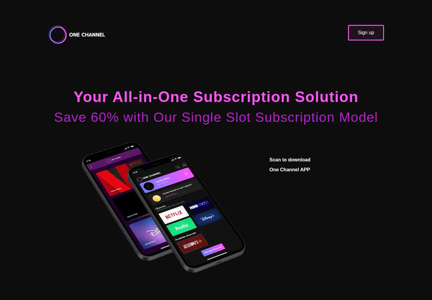 Screenshot of onechannel.one