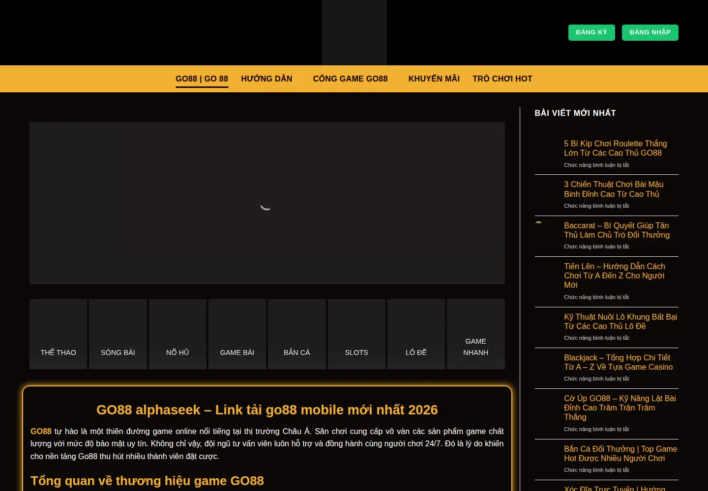 Captured homepage of go88a.wiki in the current scan