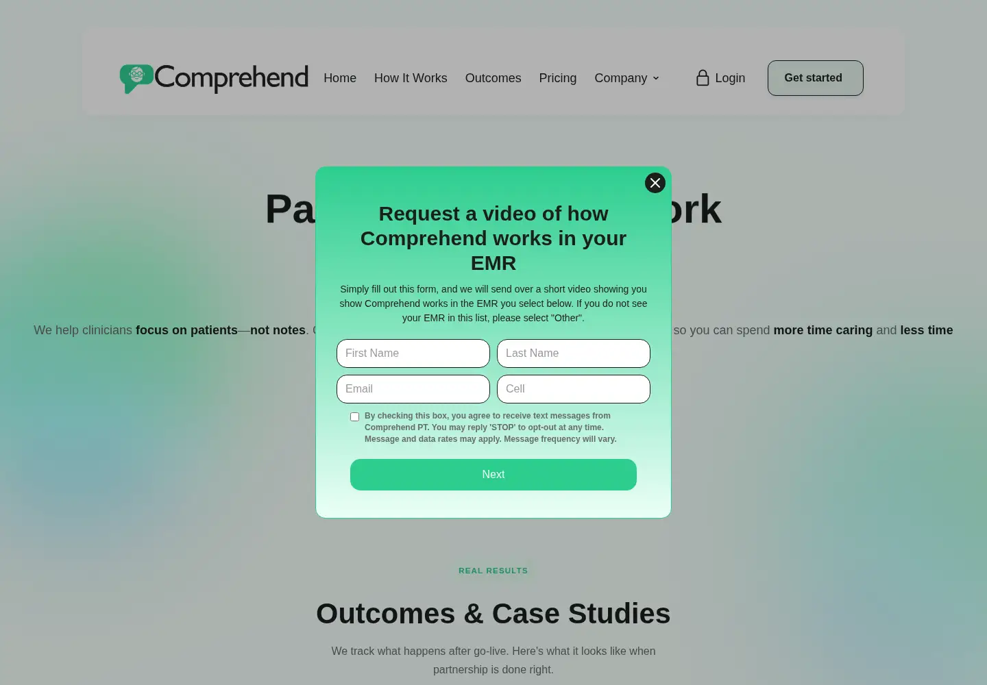 Screenshot of comprehendhealth.ai
