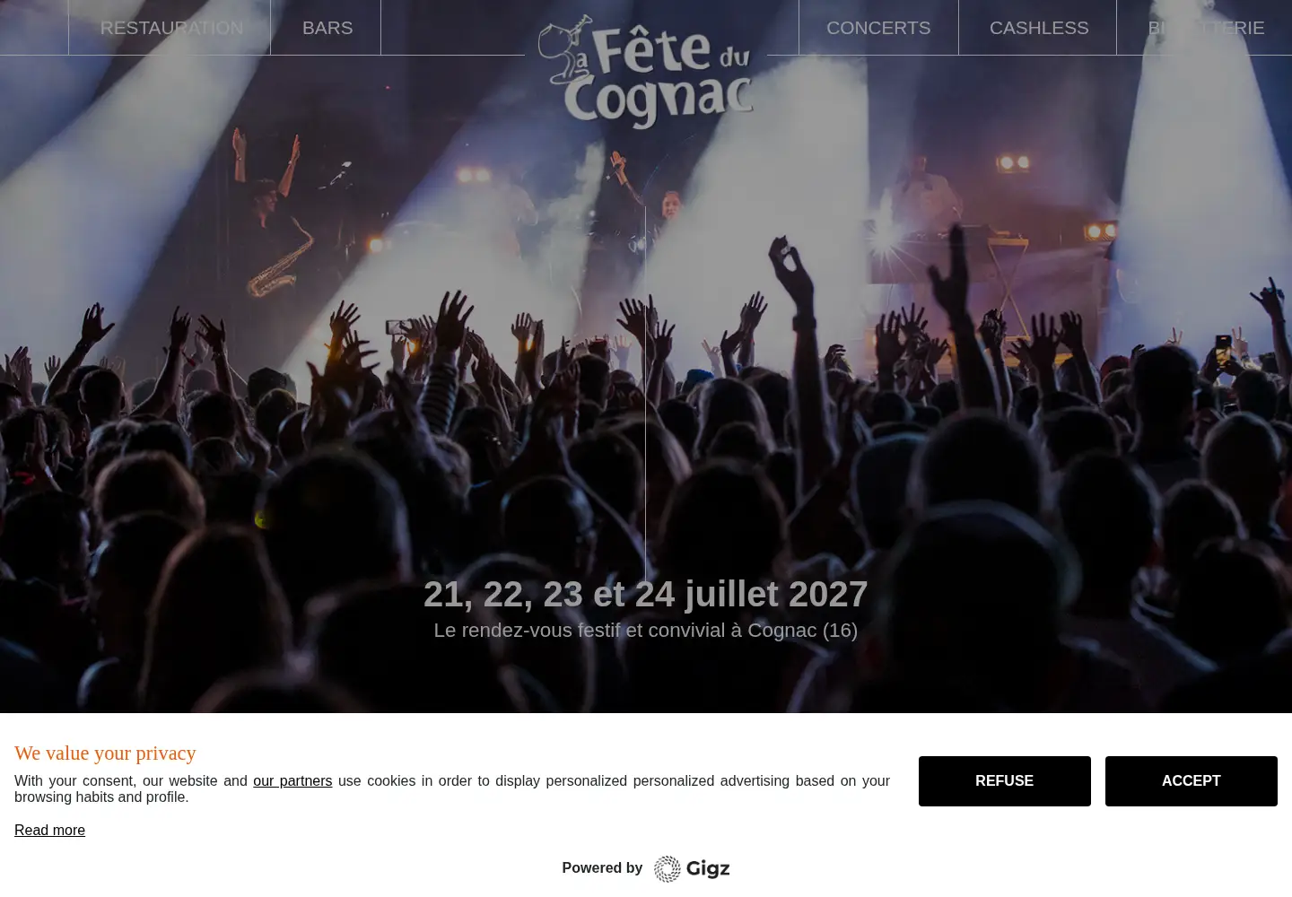 Captured homepage of lafeteducognac.fr in the current scan