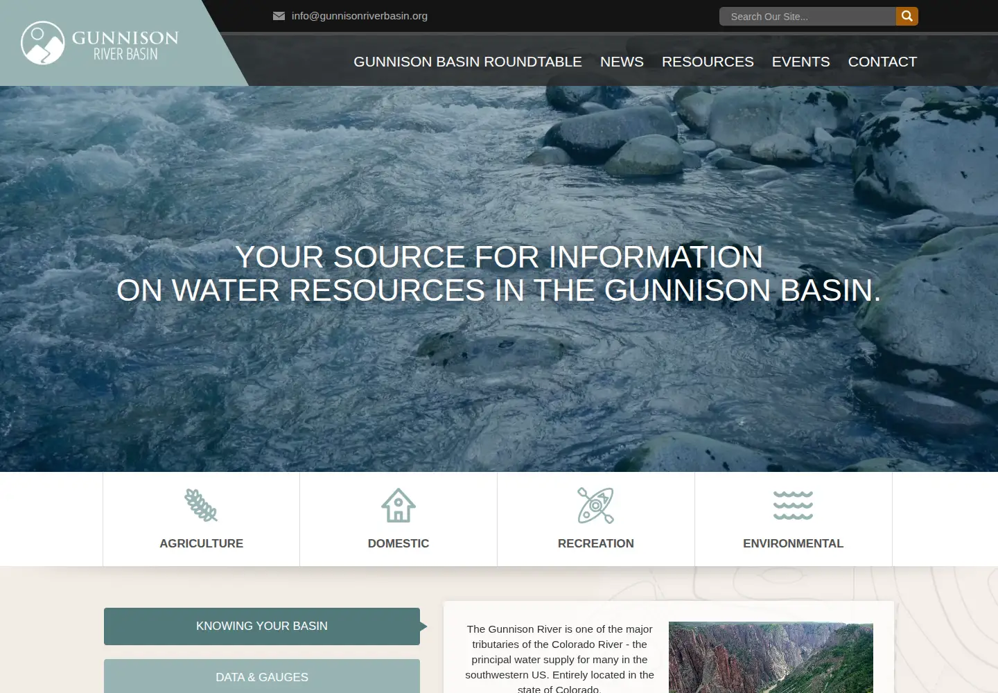 Captured homepage of gunnisonriverbasin.org in the current scan