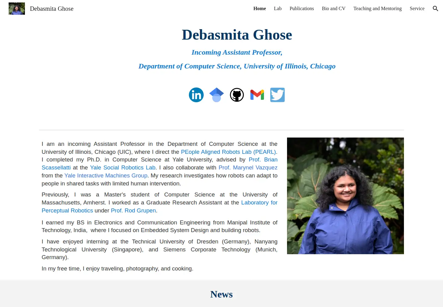Captured homepage of debasmitaghose.com in the current scan