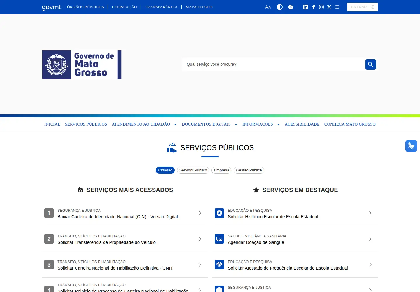 Screenshot of portal.mt.gov.br