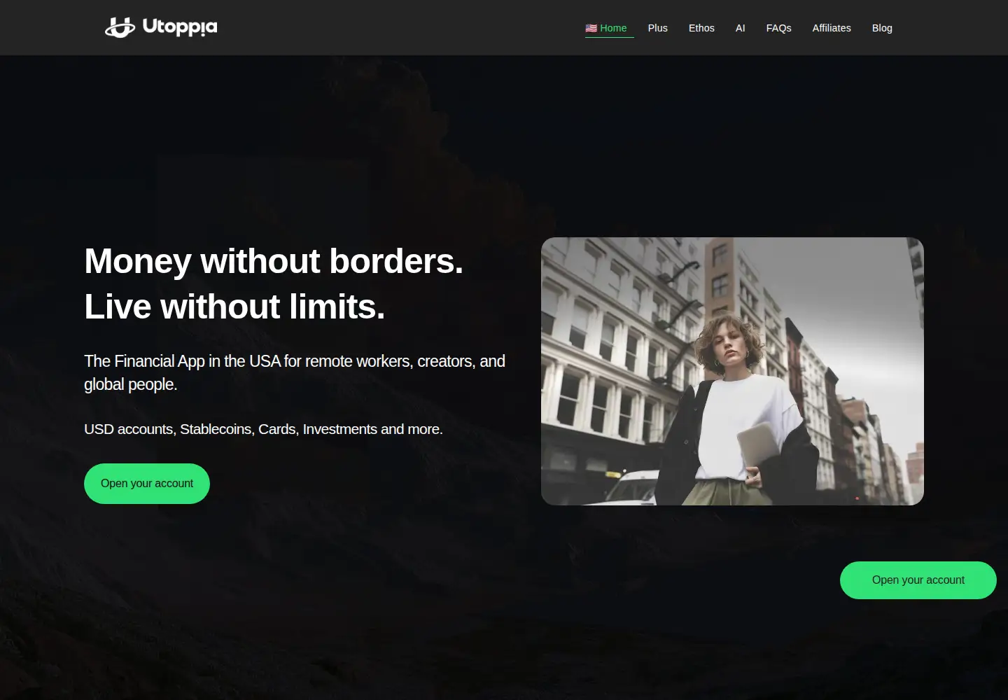 Captured homepage of utoppia.com in the current scan