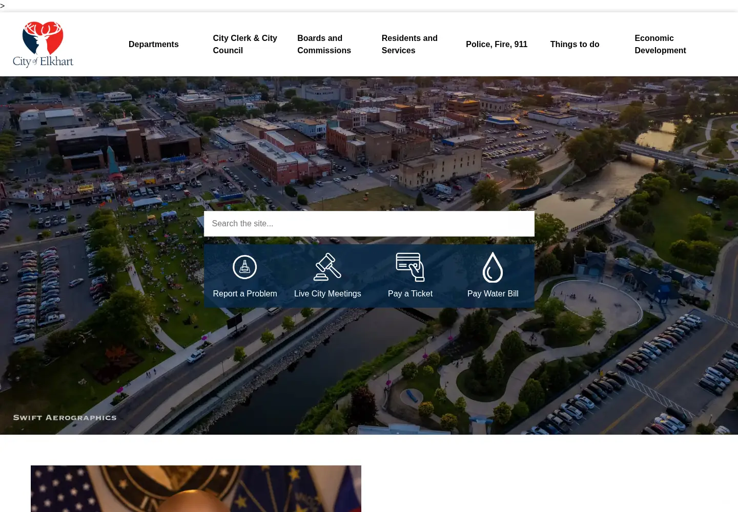 Captured homepage of cityofelkhartin.gov in the current scan