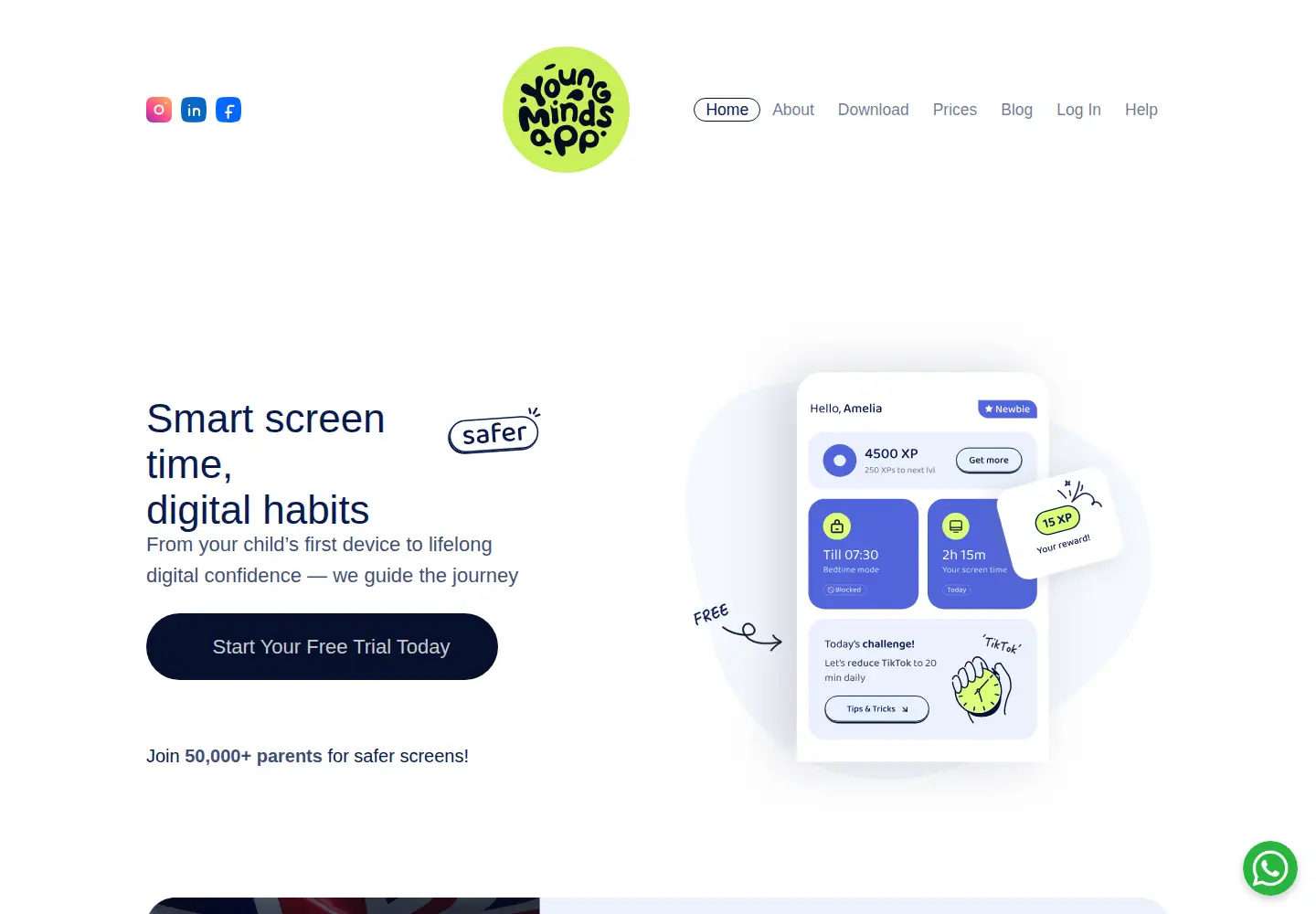 Screenshot of youngmindsapp.co.uk