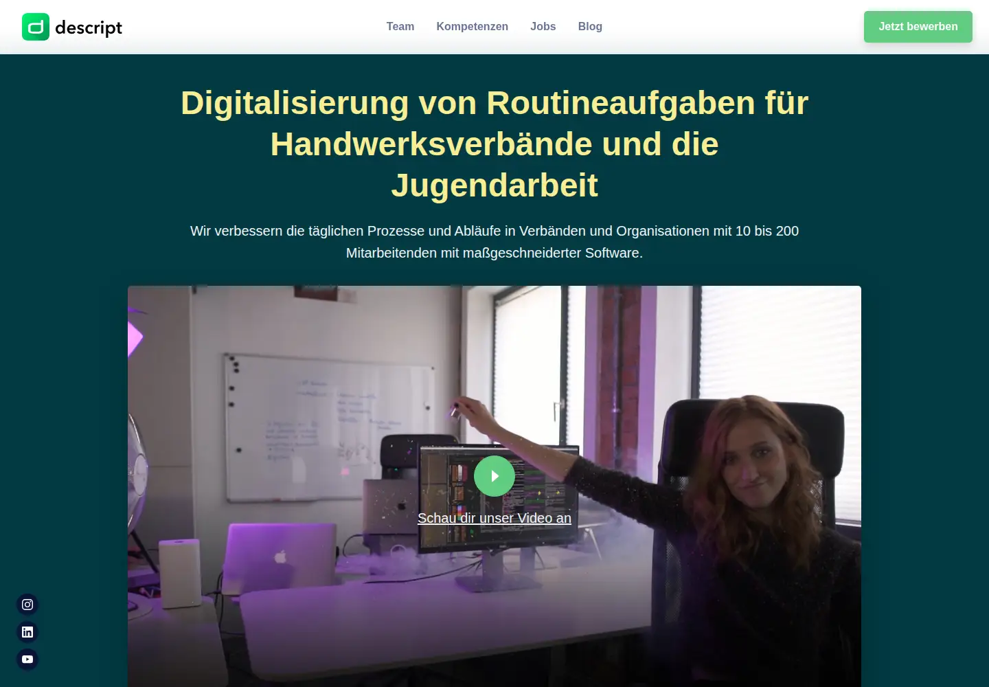 Screenshot of descript.de