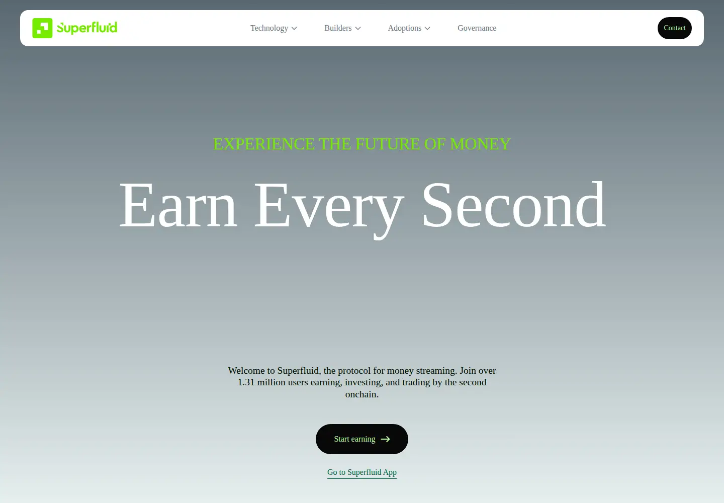 Screenshot of superfluid.org