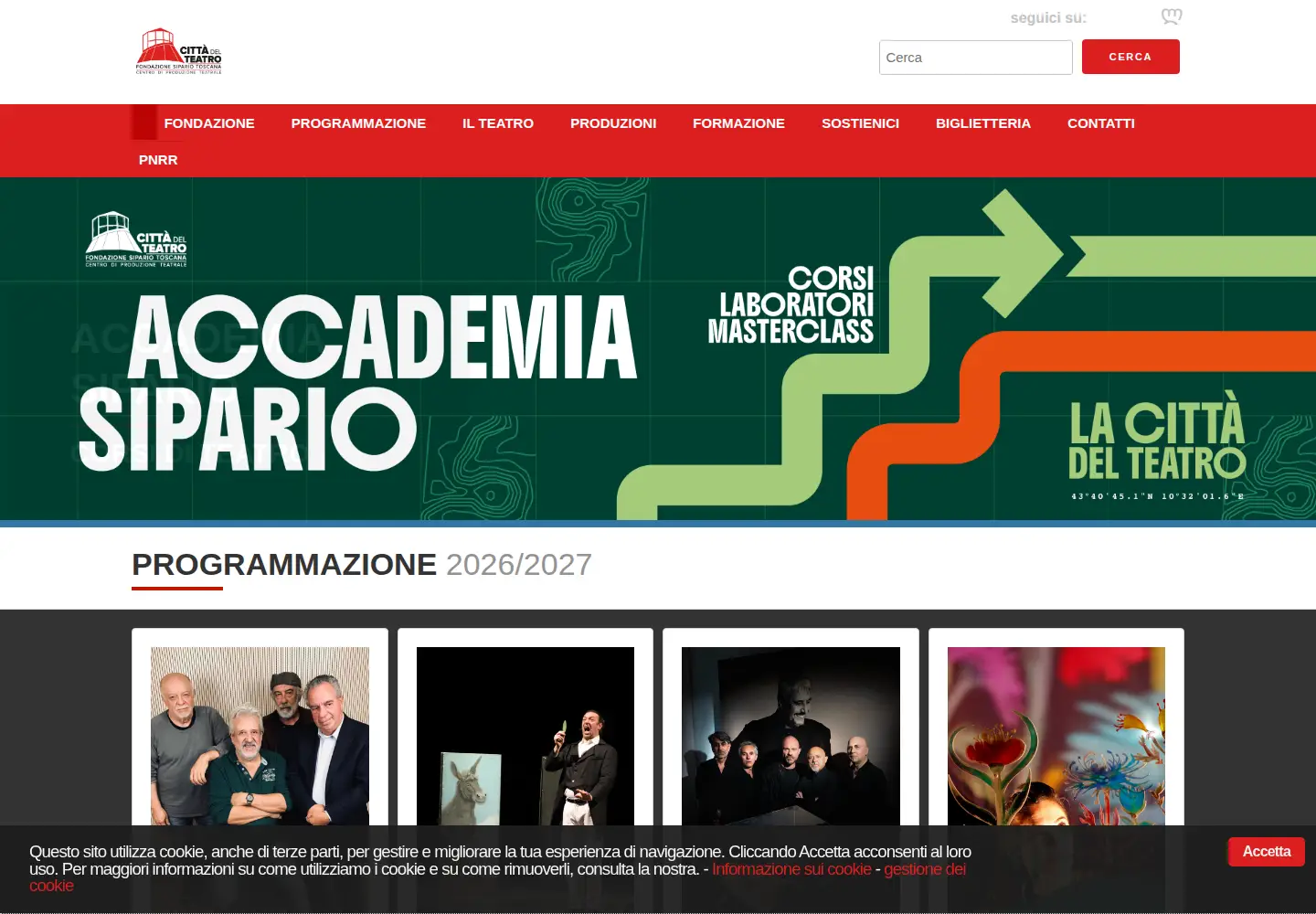Captured homepage of cittadelteatro.com in the current scan