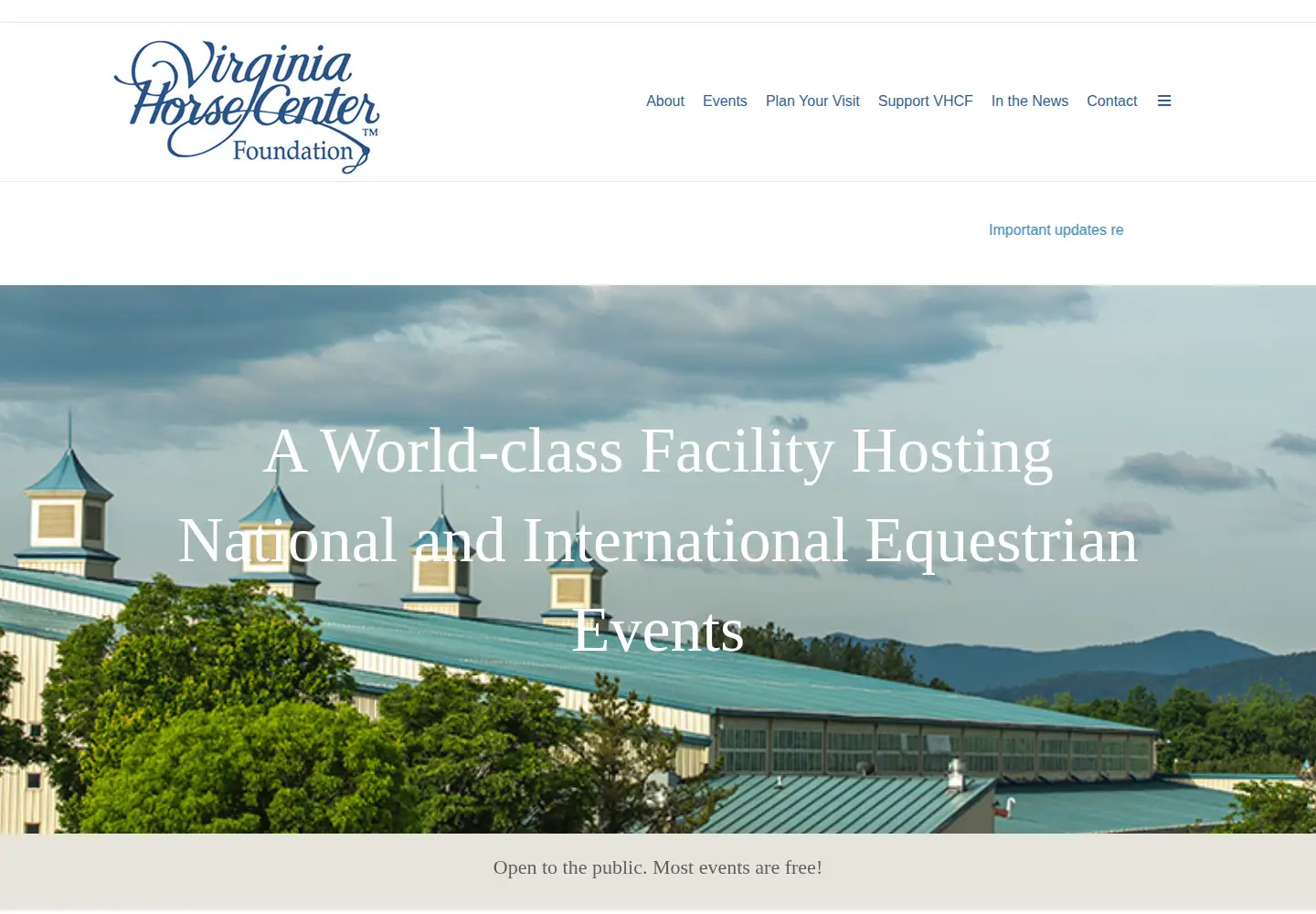 Captured homepage of vahorsecenter.org in the current scan