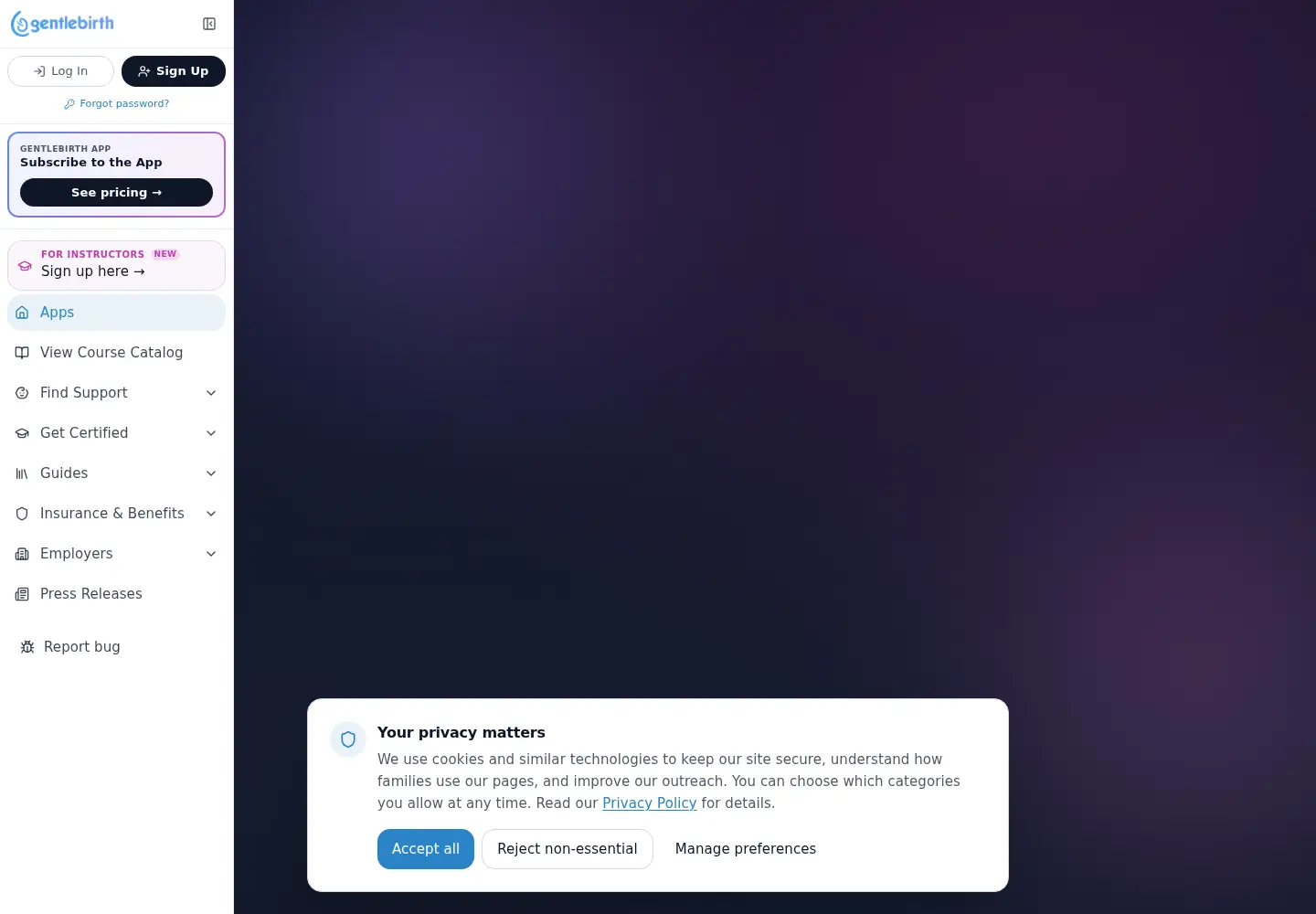 Screenshot of gentlebirth.com