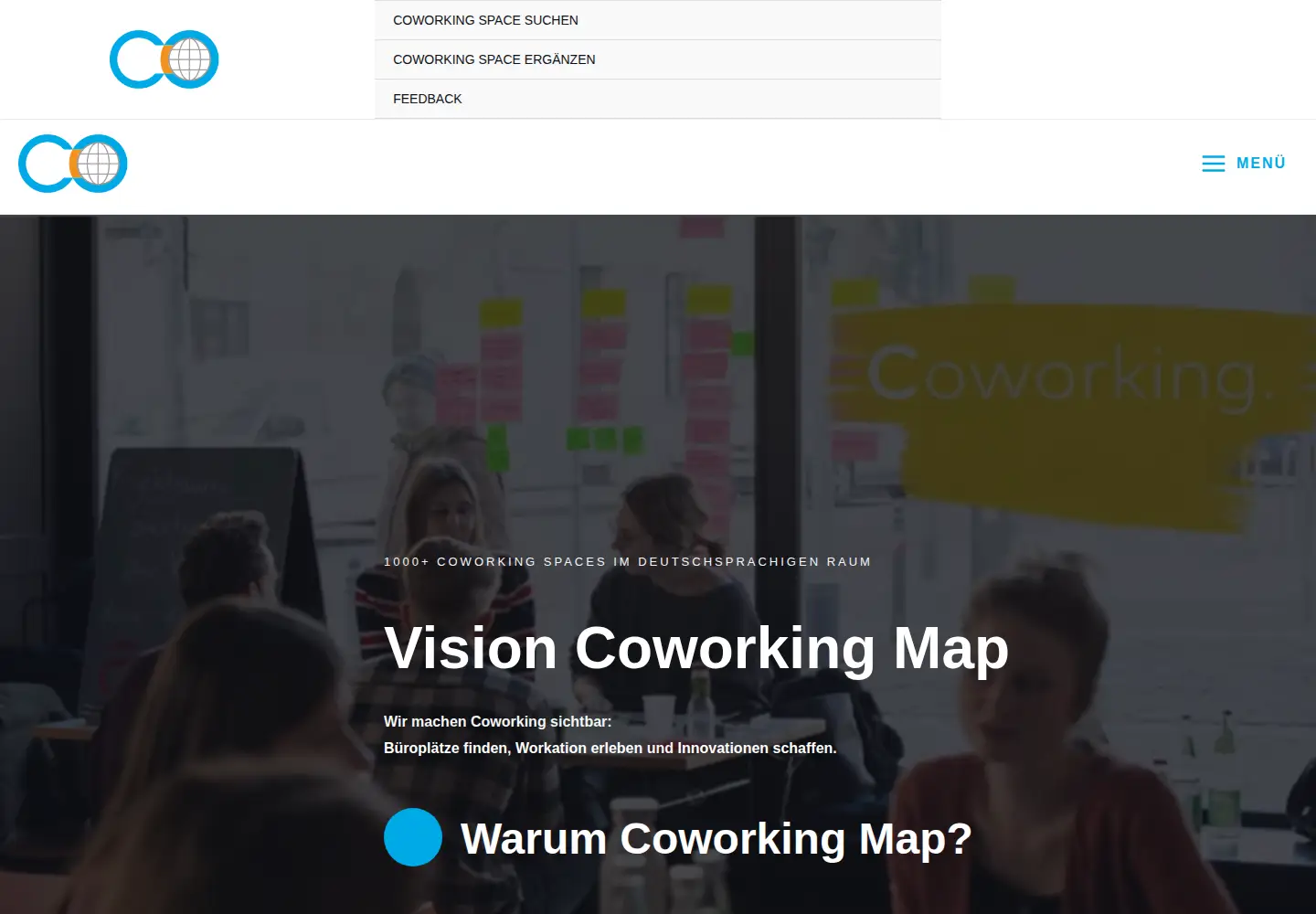 Captured homepage of coworkingmap.de in the current scan