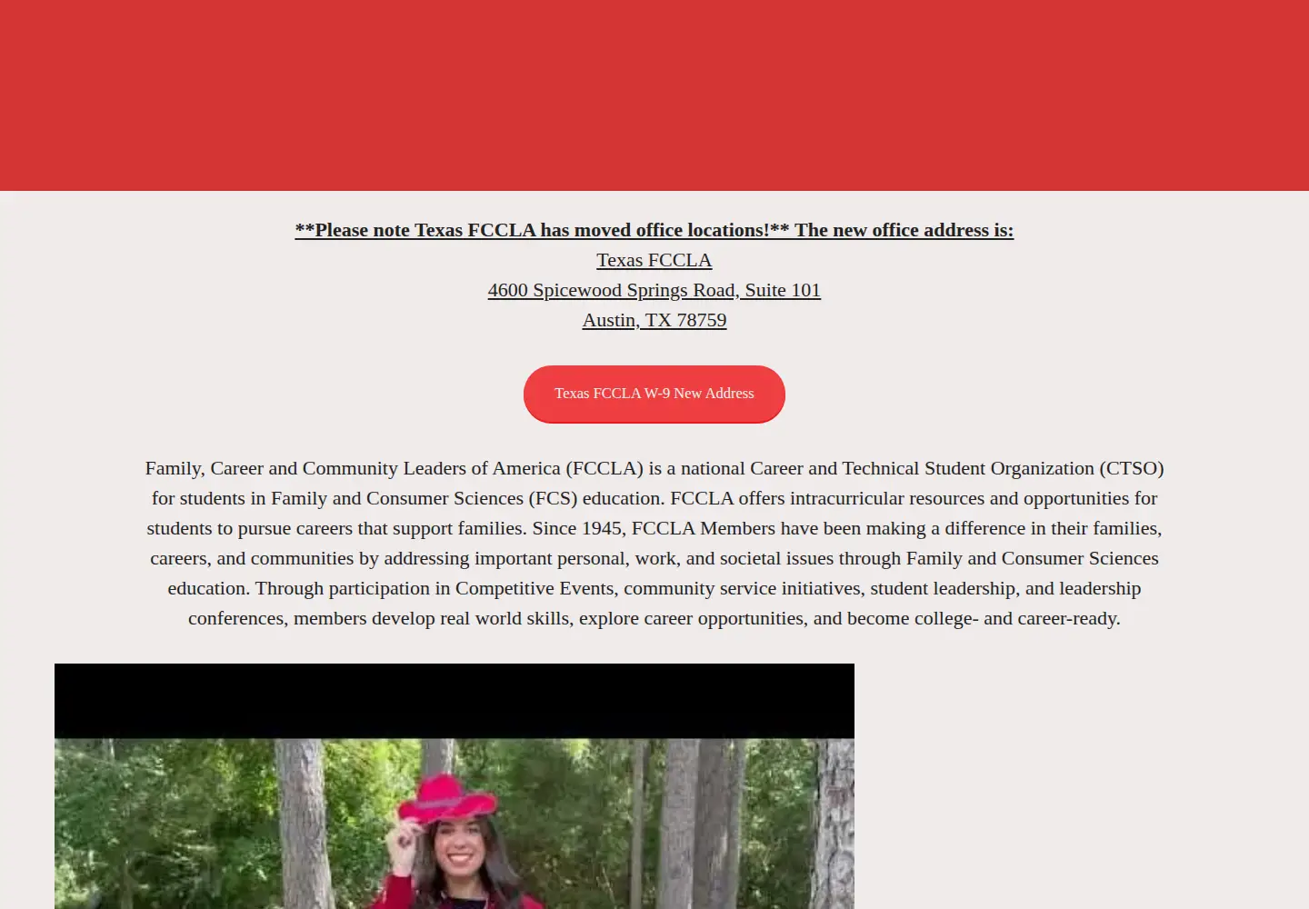 Screenshot of texasfccla.org