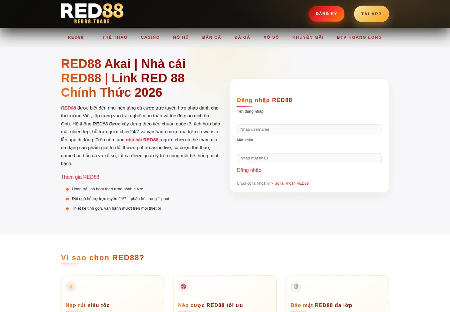 Screenshot of red88.trade