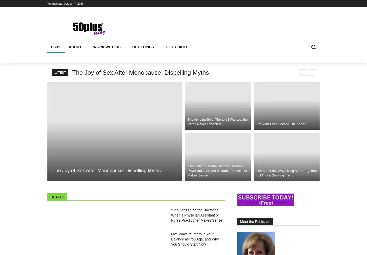 Captured homepage of 50plus-today.com in the current scan