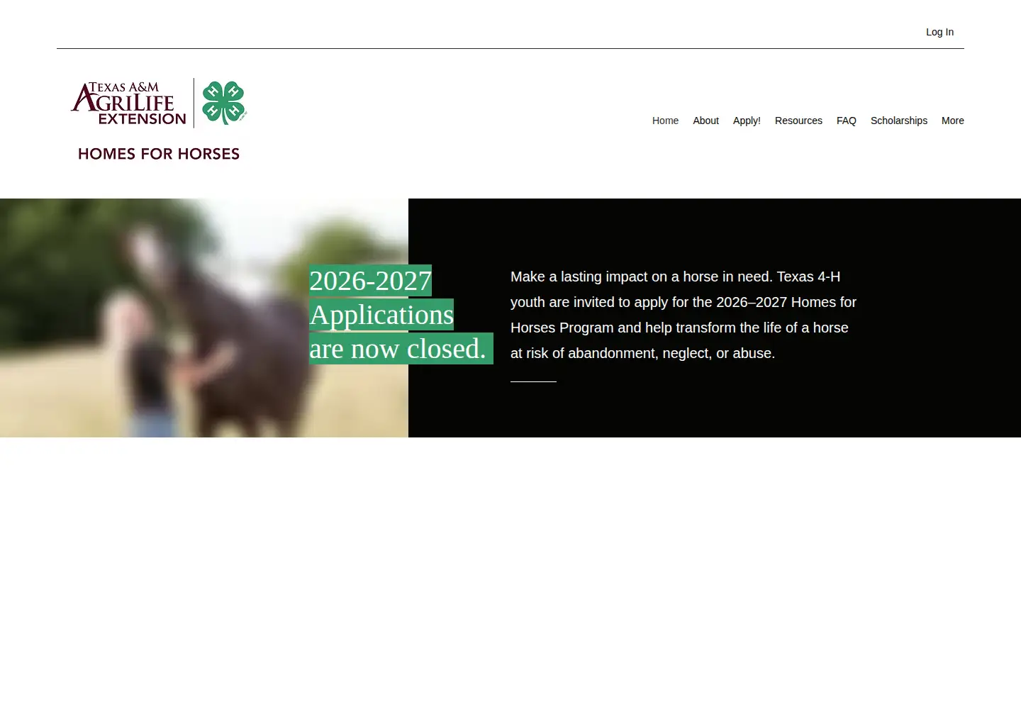 Screenshot of tx4-hhomesforhorses.com