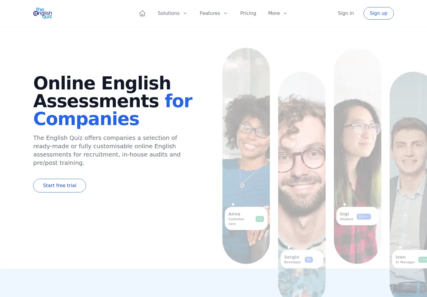 Screenshot of theenglishquiz.com