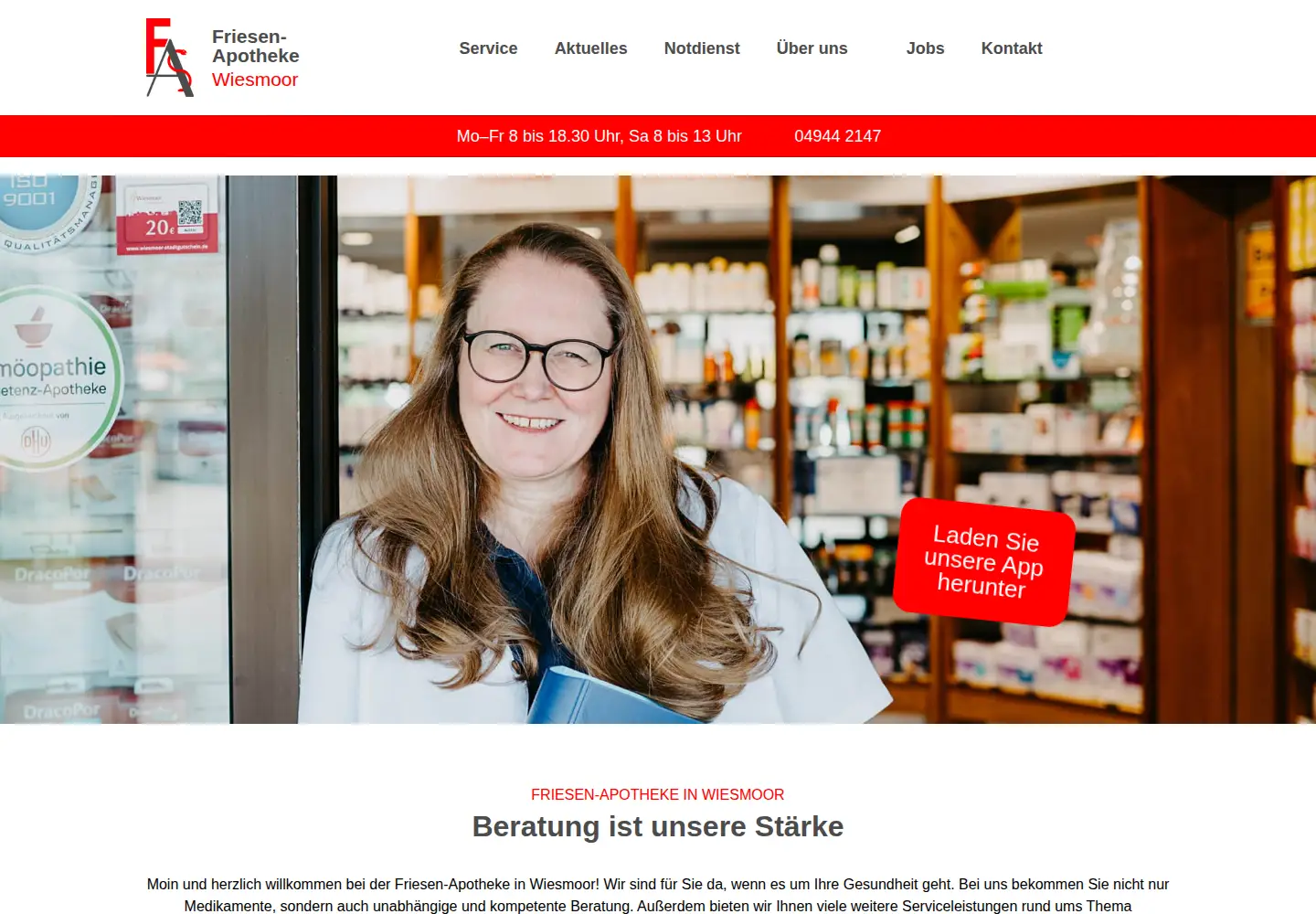Screenshot of friesen-apotheke-wiesmoor.de