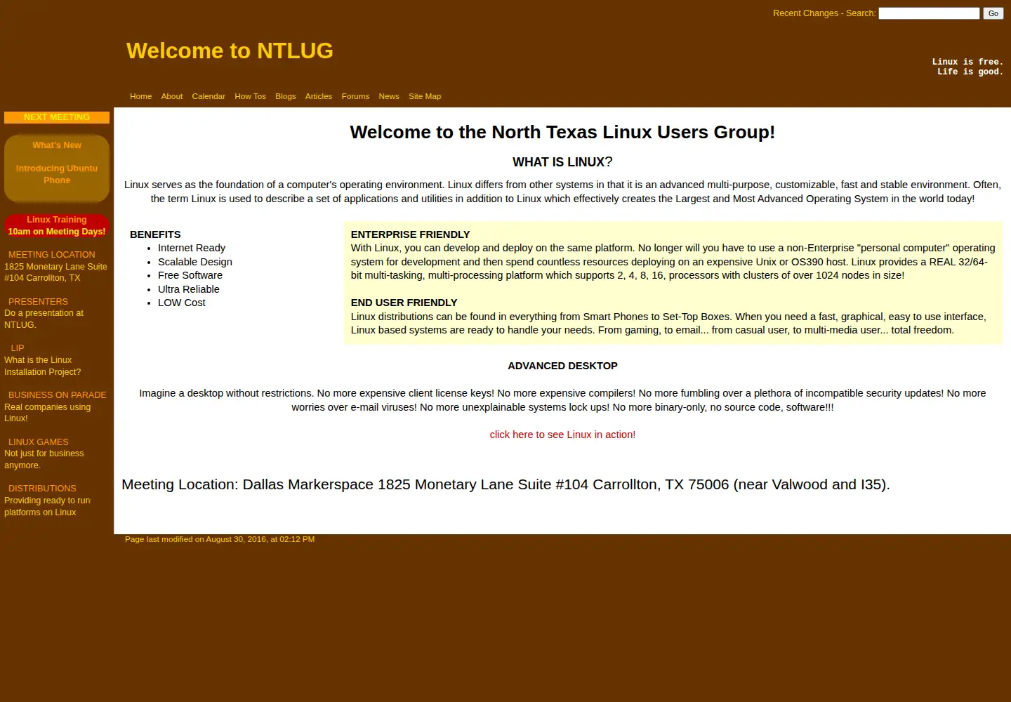 Screenshot of ntlug.org