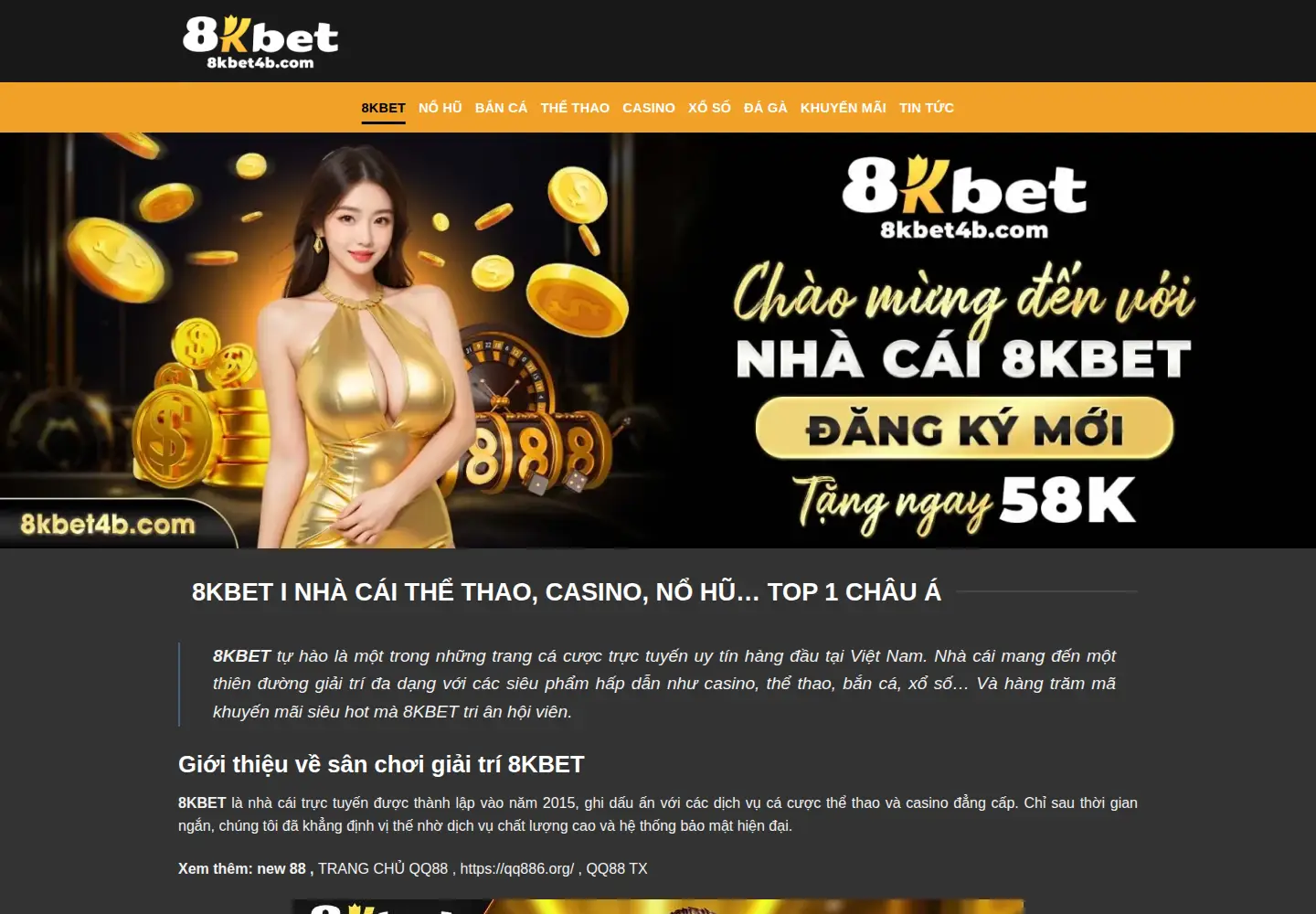 Captured homepage of 8kbet4b.com in the current scan