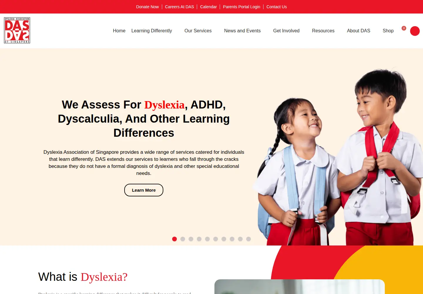 Captured homepage of das.org.sg in the current scan