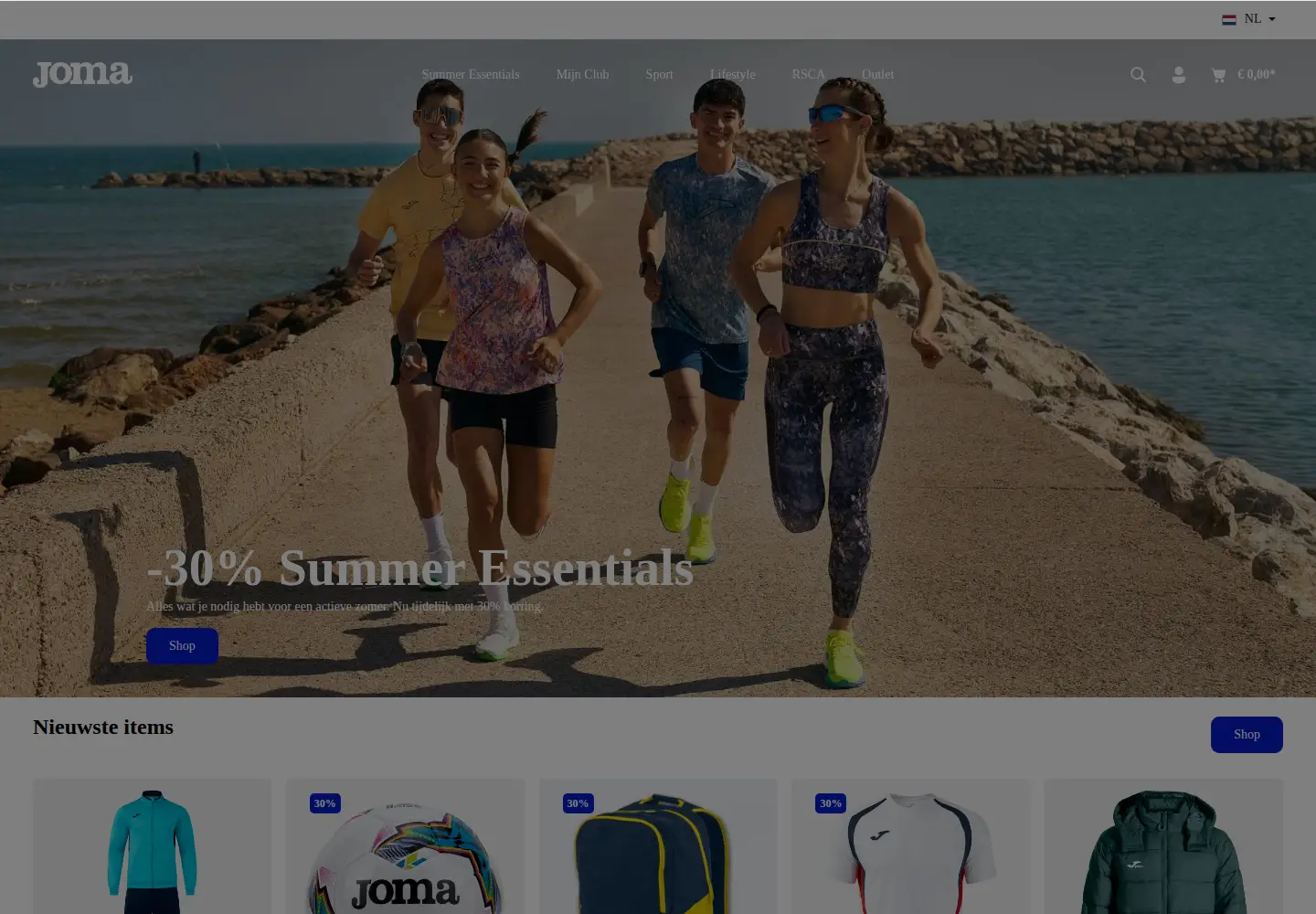 Captured homepage of jomasport.shop in the current scan