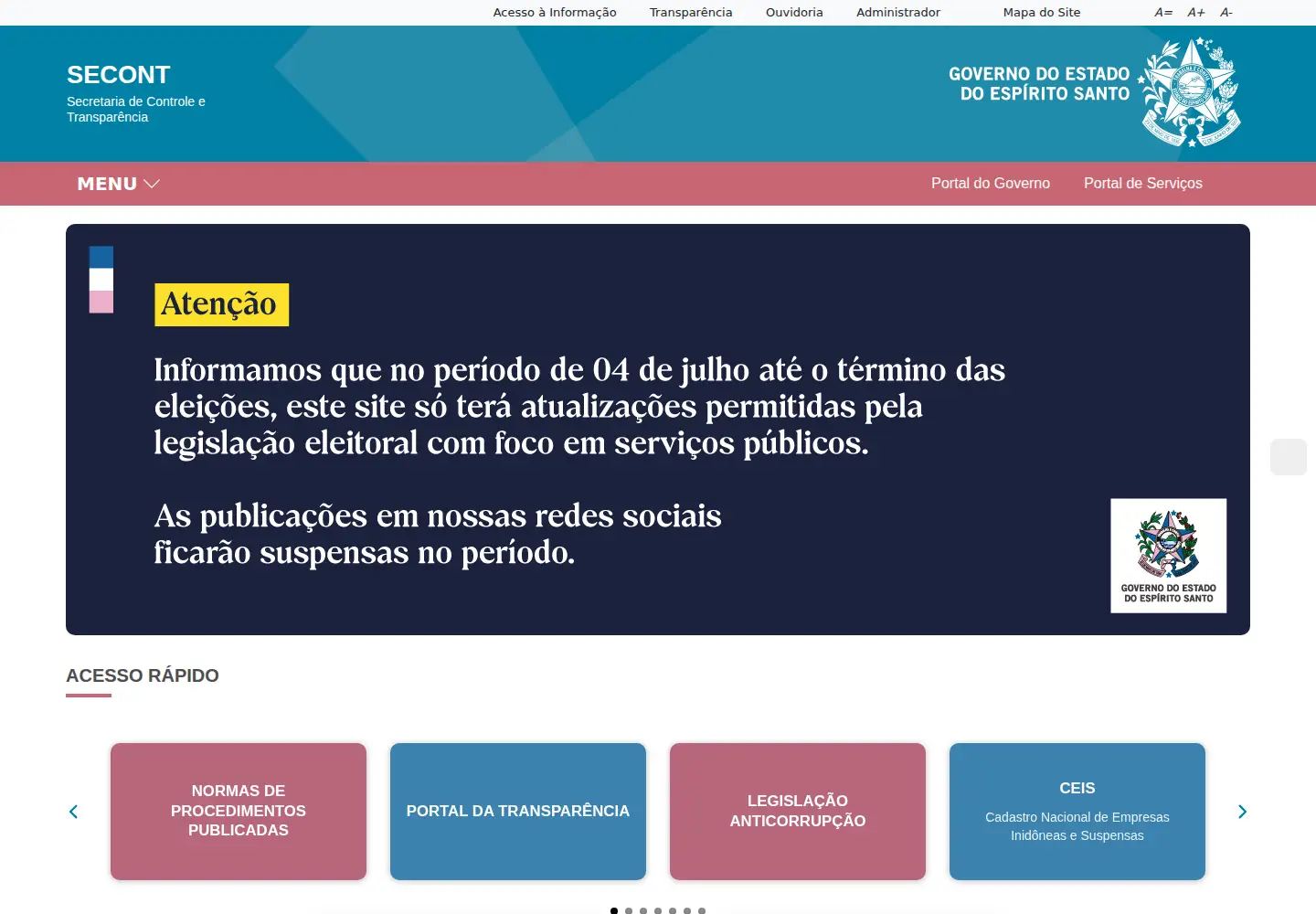 Screenshot of secont.es.gov.br
